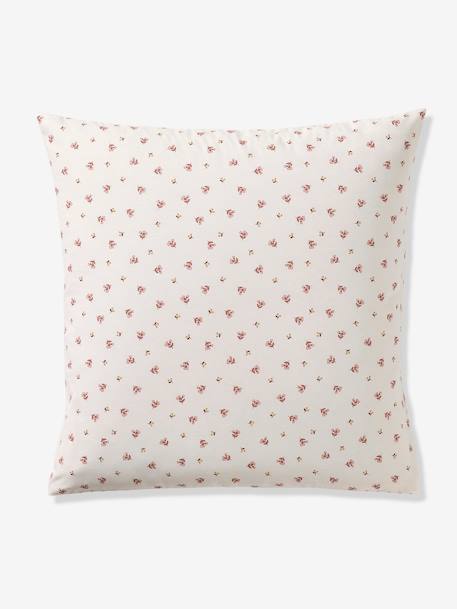 Parure housse de couette et taie d'oreiller réversible FLEURS RAYURES, avec coton recyclé rose imprimé - vertbaudet enfant 