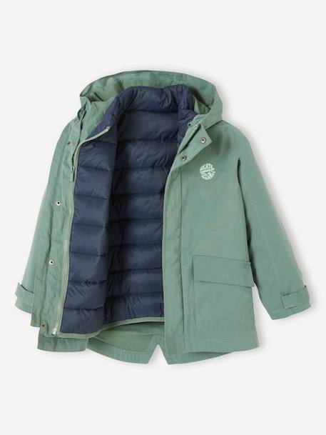 3-in-1 Parka with Detachable Bodywarmer, Midseason, for Boys navy blue+sage green - vertbaudet enfant 