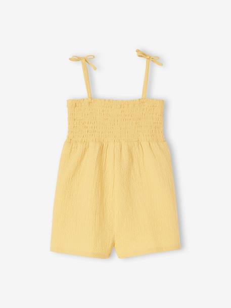 Smocked Jumpsuit with Straps for Babies pale yellow - vertbaudet enfant 