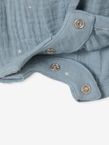 Pyjashort en gaze de coton bébé personnalisable bleu grisé+écru - vertbaudet enfant 
