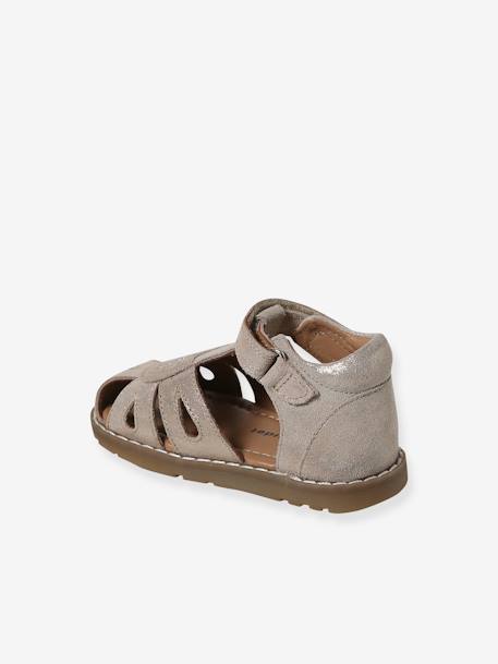 Sandales bébé cuir à scratchs fermées acajou+marine+or+rose - vertbaudet enfant 