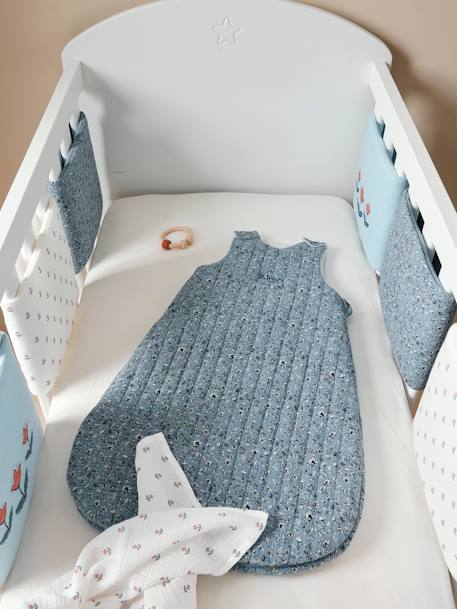 Cotton Gauze Cot/Playpen Bumper, INDIA set blue - vertbaudet enfant 