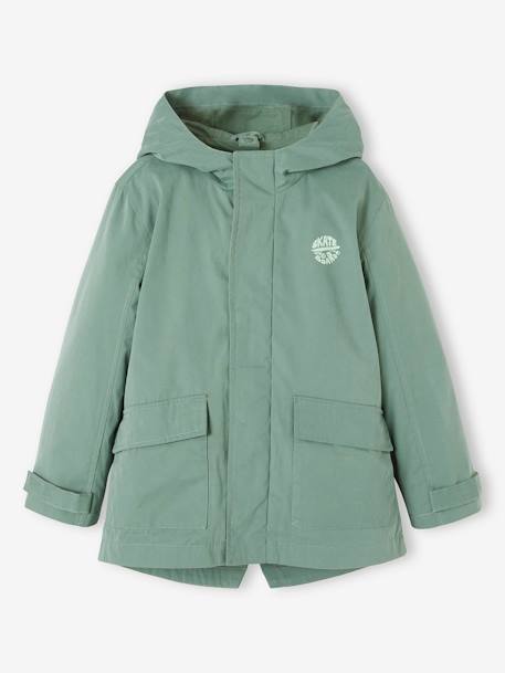 Parka garçon 3 en 1 mi-saison doudoune sans manches amovible marine+vert sauge - vertbaudet enfant 