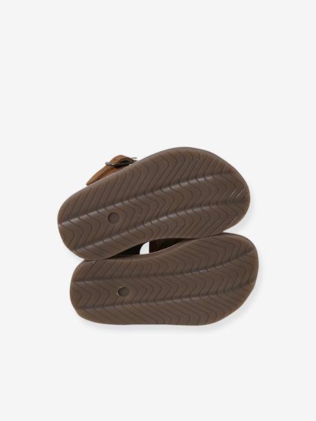 Sandales bébé cuir fermées à boucle marine+marron - vertbaudet enfant 