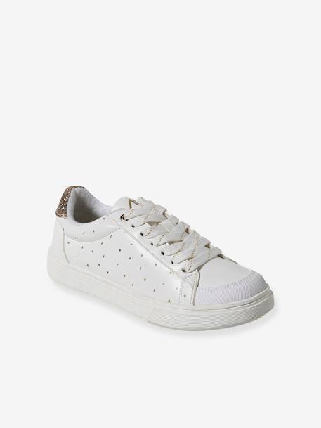 Baskets enfant fille synthétique à scratchs ou lacets blanc imprimé - vertbaudet enfant 