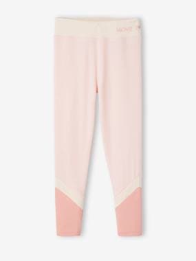 Girls-Sportswear-Sports Leggings in Techno Fabric, with Stripes, for Girls
