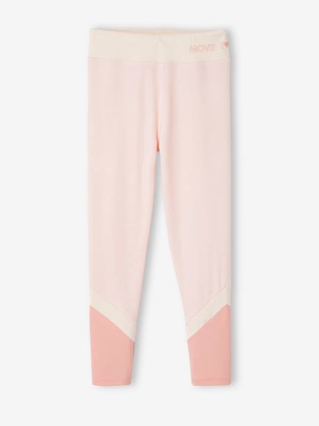 Sports Leggings in Techno Fabric, with Stripes, for Girls marl grey+rose - vertbaudet enfant 