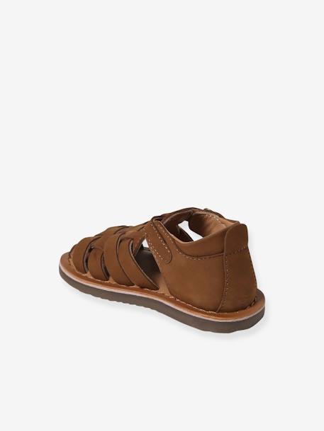 Sandales bébé cuir fermées à boucle marine+marron - vertbaudet enfant 