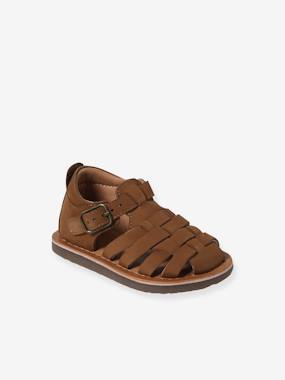 Shoes-Boys Footwear-Sandals-Closed Leather Sandals with Buckle for Babies