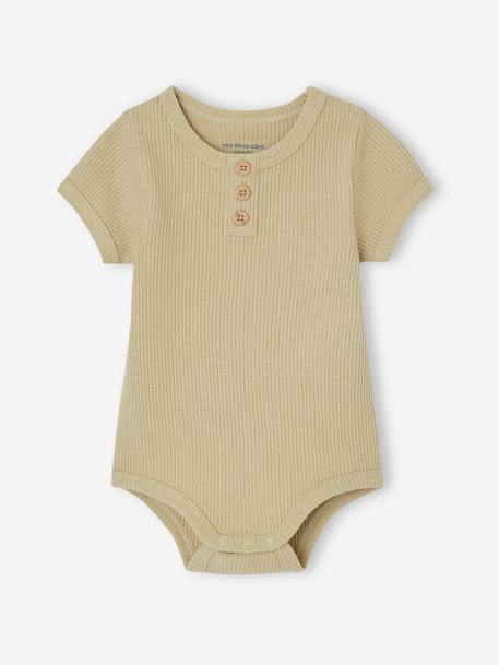 Pack of 2 Bodysuits in Honeycomb Knit, Organic Cotton, for Newborns olive - vertbaudet enfant 