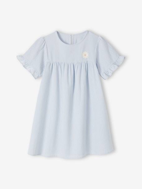 Chemise de nuit en popeline légère rayée rayé bleu - vertbaudet enfant 