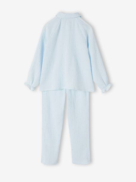 Pyjama fille chemise à pois scintillant personnalisable bleu ciel - vertbaudet enfant 