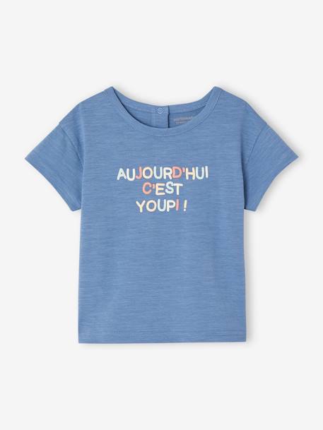 Short Sleeve 'Paradise' T-Shirt for Babies blue+ecru - vertbaudet enfant 