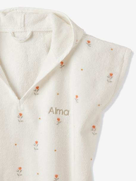 Poncho de bain bébé GIVERNY personnalisable, avec coton recyclé blanc imprimé - vertbaudet enfant 