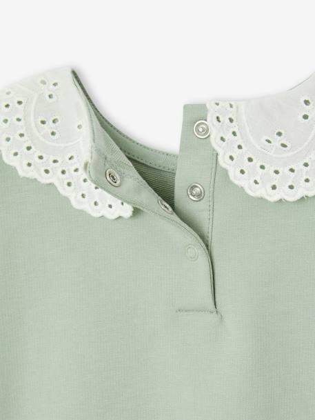Sweatshirt with Embroidered Collar for Babies caramel+sage green - vertbaudet enfant 