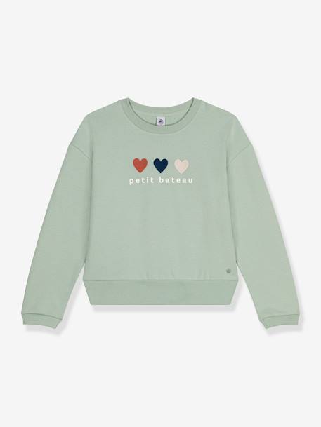 Heart Sweatshirt for Girls by PETIT BATEAU green - vertbaudet enfant 
