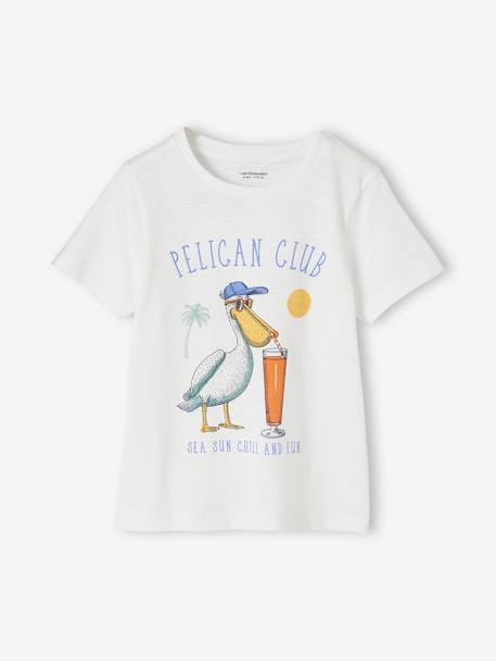 Fun Animal T-Shirt for Boys ecru+terracotta+white - vertbaudet enfant 