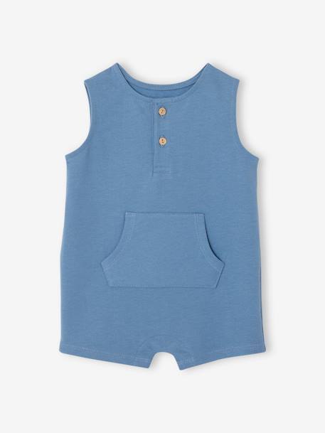 Fleece Playsuit for Babies blue+sky blue - vertbaudet enfant 
