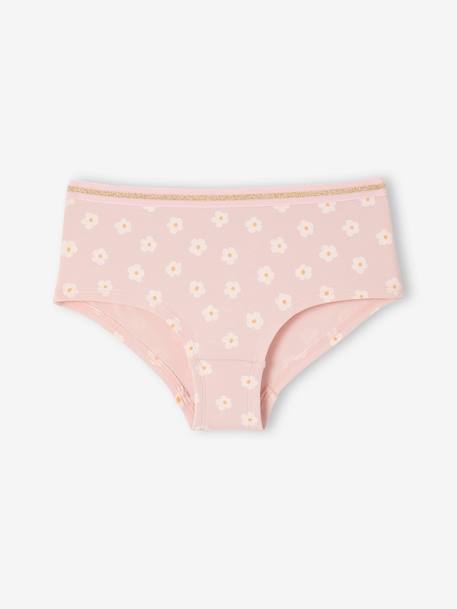 Pack of 7 Flower Shorties in Organic Cotton for Girls rose - vertbaudet enfant 