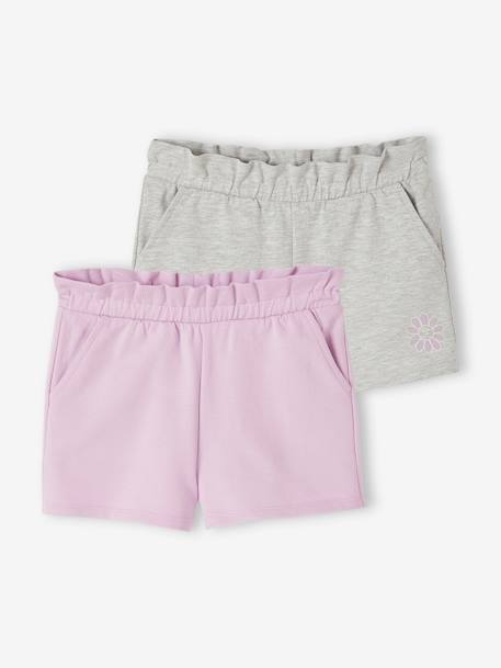 Pack of 2 Pairs of Shorts for Girls apricot+mauve+sweet pink - vertbaudet enfant 