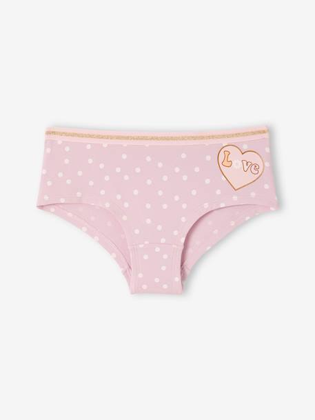 Pack of 7 Flower Shorties in Organic Cotton for Girls rose - vertbaudet enfant 