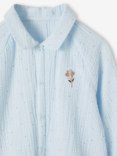 Pyjama fille chemise à pois scintillant personnalisable bleu ciel - vertbaudet enfant 