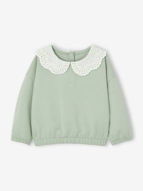 -Sweatshirt with Embroidered Collar for Babies