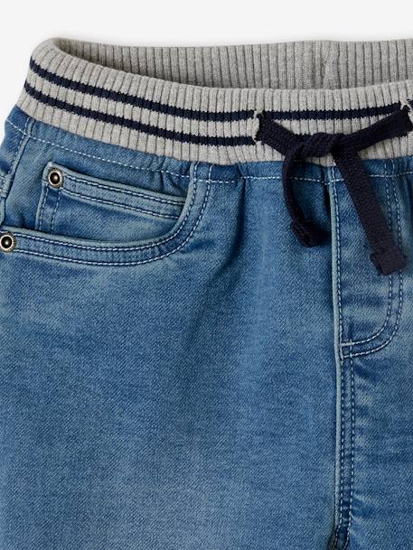Bermuda Shorts in Denim-Effect Fleece for Boys, Easy to Put On denim grey+double stone+stone - vertbaudet enfant 