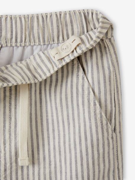 Cotton/Linen Bermuda Shorts for Boys aqua green+striped blue - vertbaudet enfant 