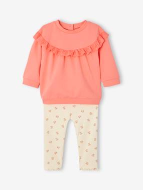 -Ruffled Sweatshirt + Leggings Combo for Babies