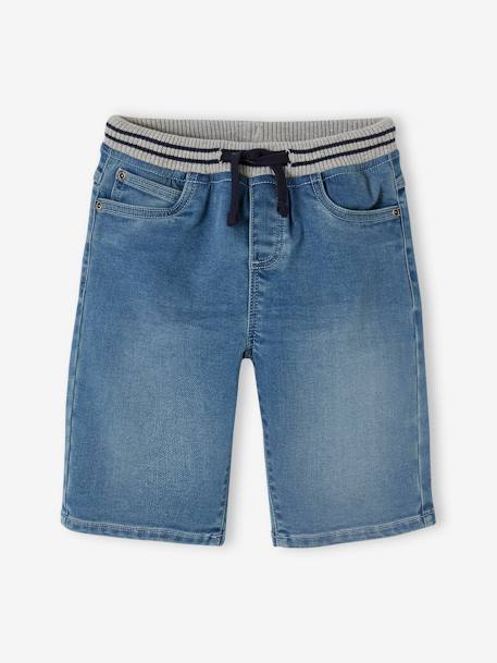 Bermuda garçon denim effet molleton facile à enfiler double stone - vertbaudet enfant 