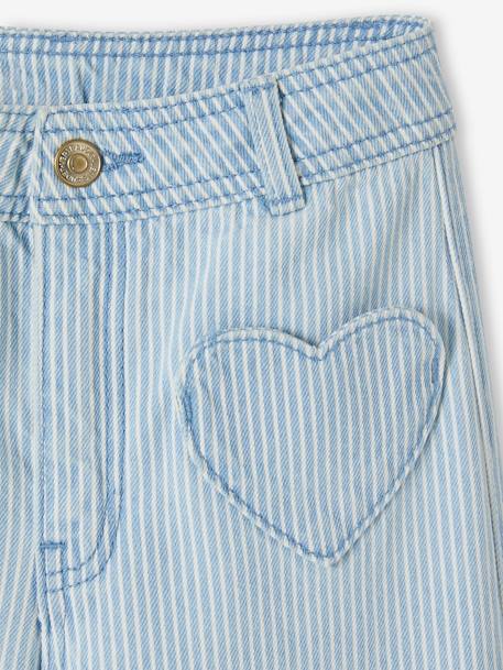 Pantacourt large à rayures poches coeur fille rayé bleu - vertbaudet enfant 