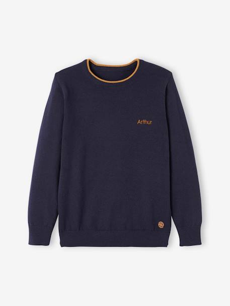 Pull couleur Basics personnalisable garçon encre - vertbaudet enfant 