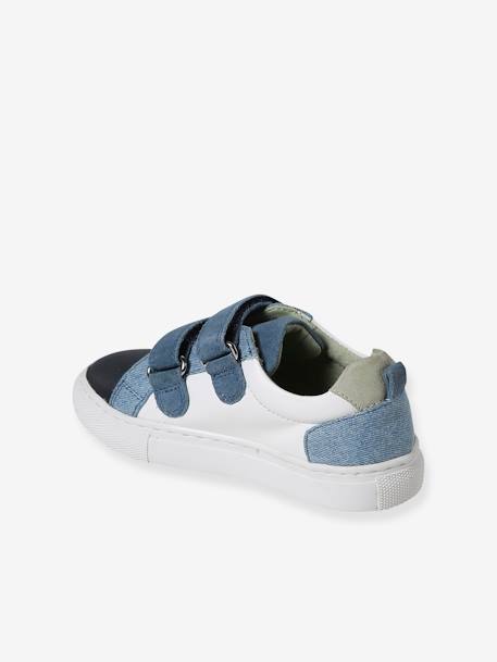 Baskets enfant cuir scratchs bleu jean+lot bleu+lot vert+marine - vertbaudet enfant 