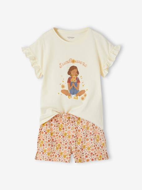 Lot de 2 pyjashorts fille en maille côtelée écru - vertbaudet enfant 