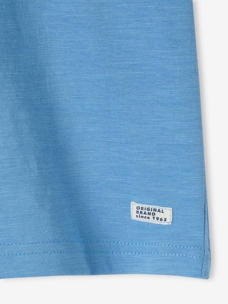 Basics Grandad-Style T-Shirt for Boys azure+ecru - vertbaudet enfant 