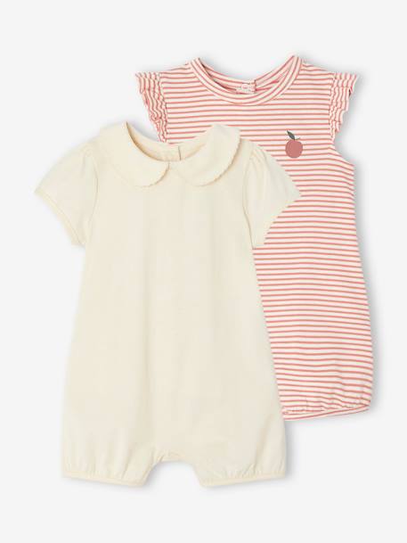 Lot de 2 combi-shorts naissance vieux rose - vertbaudet enfant 