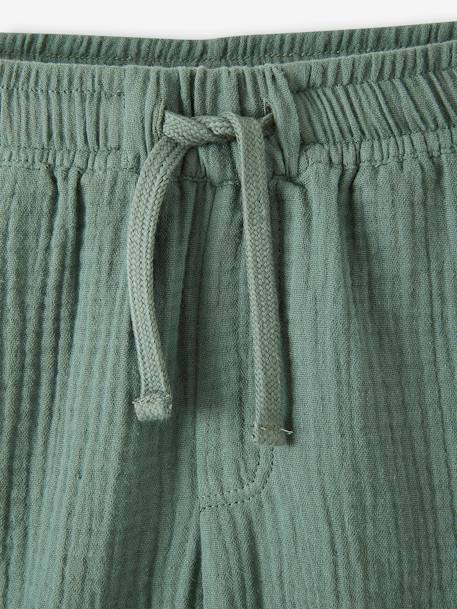 Cotton Gauze Shorts for Boys green - vertbaudet enfant 