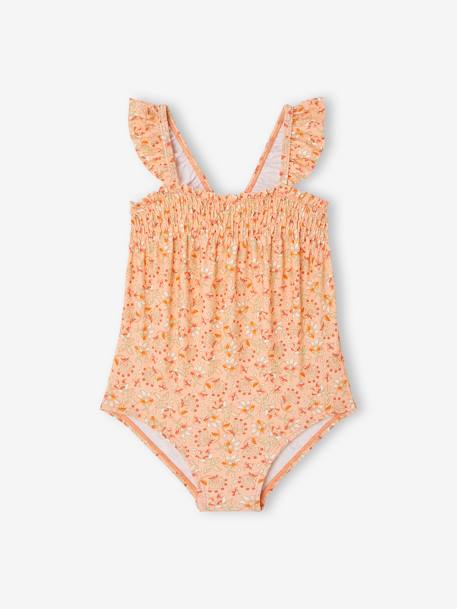 Maillot De Bain 1 Pièce Bébé Fille Vertbaudet | Imprimé Fleurs | Volants Aux épaules Et Cuisses | 80% Polyamide, 20% élasthanne