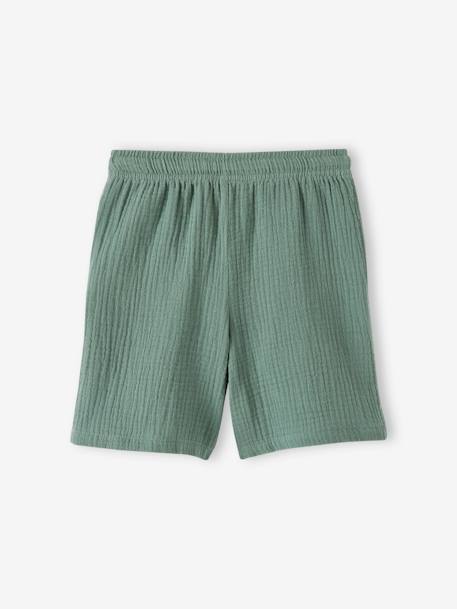 Cotton Gauze Shorts for Boys green - vertbaudet enfant 