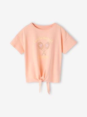 Girls-Sportswear-Sports T-Shirt with Glittery Rackets, for Girls