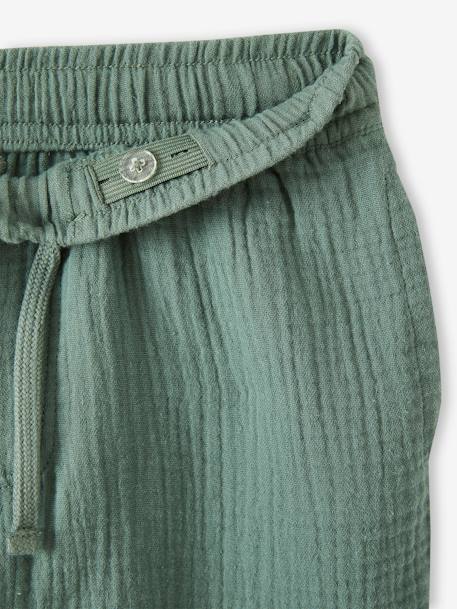Cotton Gauze Shorts for Boys green - vertbaudet enfant 