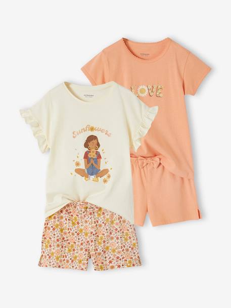 Lot de 2 pyjashorts fille en maille côtelée écru - vertbaudet enfant 