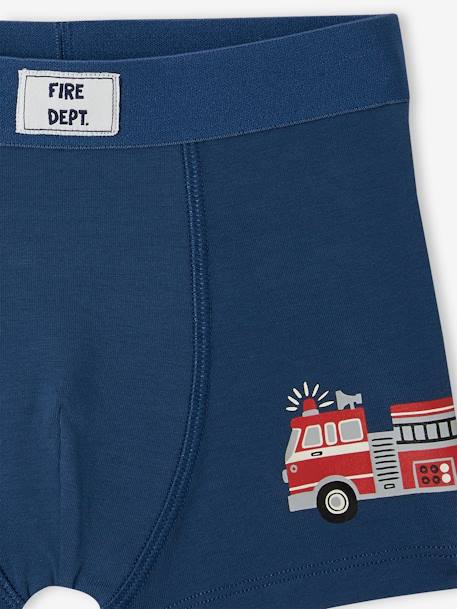 Lot de 5 boxers stretch pompiers garçon en coton bio bleu océan - vertbaudet enfant 
