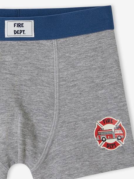 Lot de 5 boxers stretch pompiers garçon en coton bio bleu océan - vertbaudet enfant 