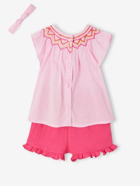 Ensemble blouse, short et bandeau bébé rose - vertbaudet enfant 