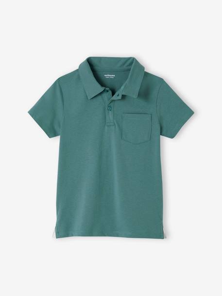 Set of 2 Plain, Short Sleeve Polo Shirts, for Boys - aqua green, Boys