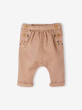 Embroidered Harem-Style Denim Trousers for Babies  - vertbaudet enfant