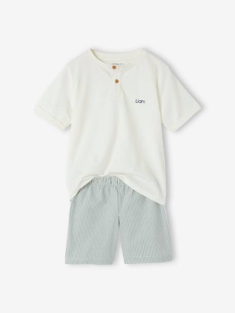 Pyjashort bi-matière garçon personnalisable écru - vertbaudet enfant 