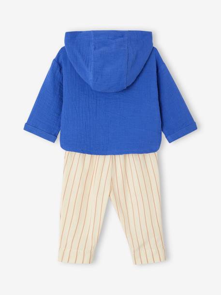 Ensemble bébé chemise en gaze de coton et pantalon bleu roi - vertbaudet enfant 
